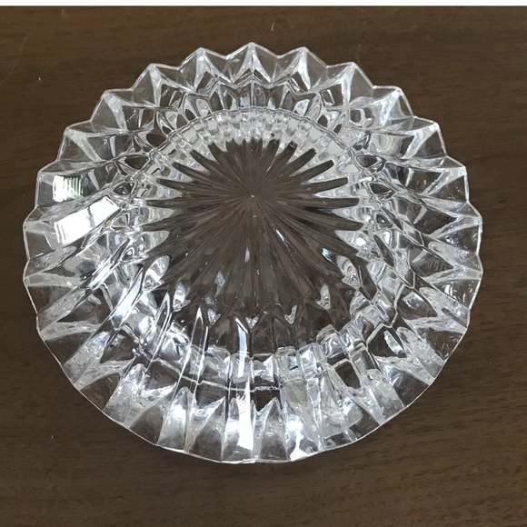Mid Century Modern Ashtray Heavy Clear Cut Glass Silver Plate Starburst MCM - Picture 5 of 7